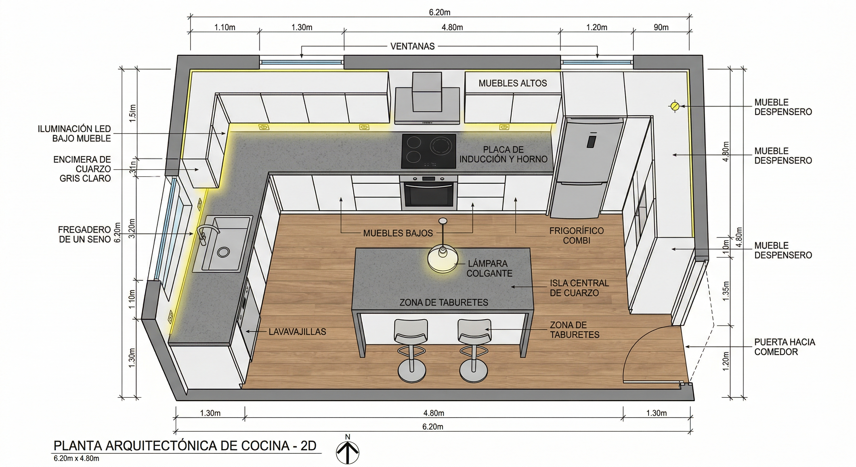 2D Architectural Kitchen Plan
